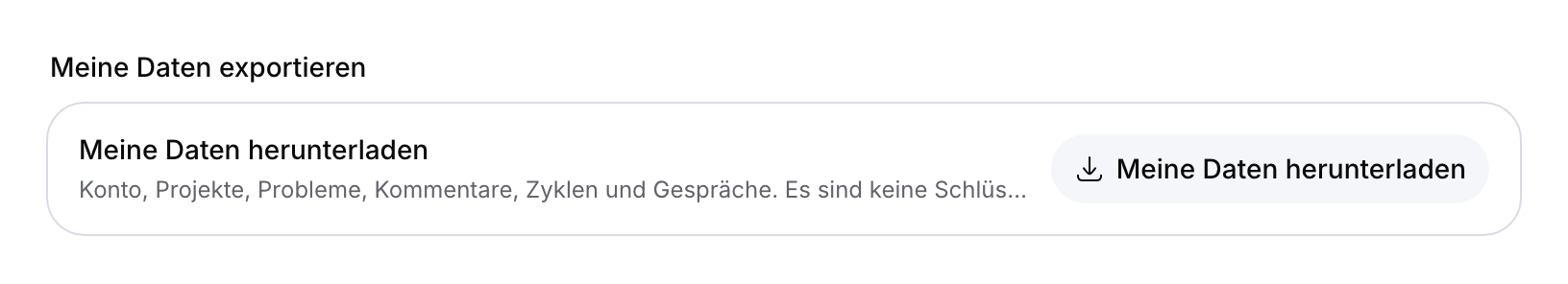 Exportfunktion des Kontos.