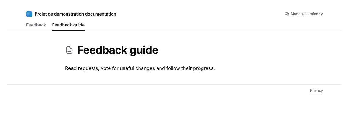 Published feedback guide selected in the board navigation and readable without sign-in.