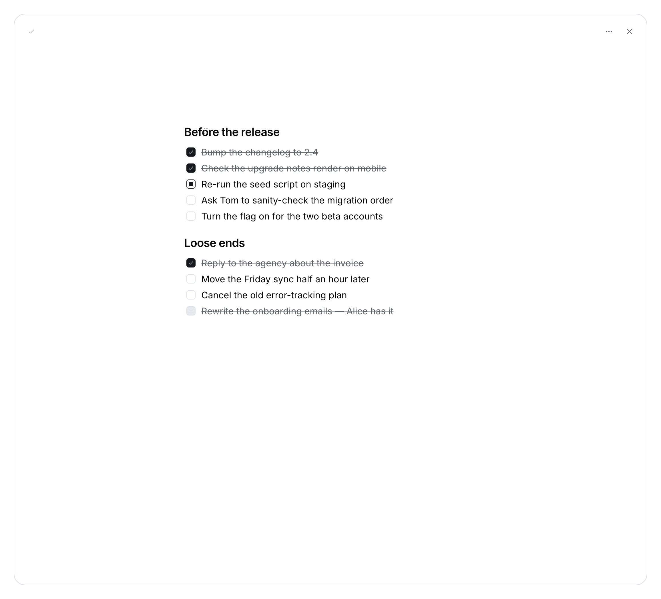 Localized demonstration tasks in the personal notebook.