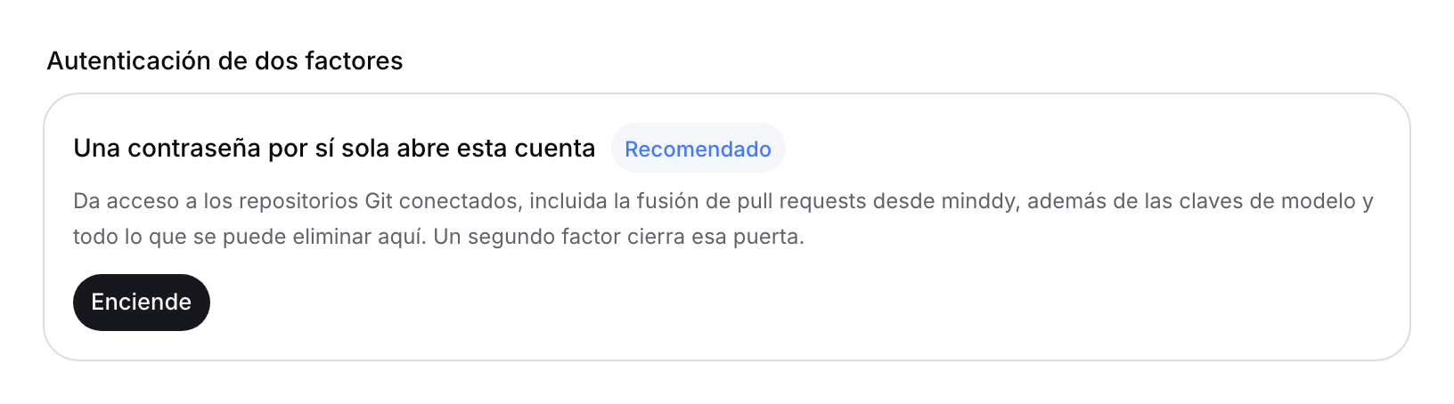 Tarjeta de autenticación de dos factores con botón de activación.