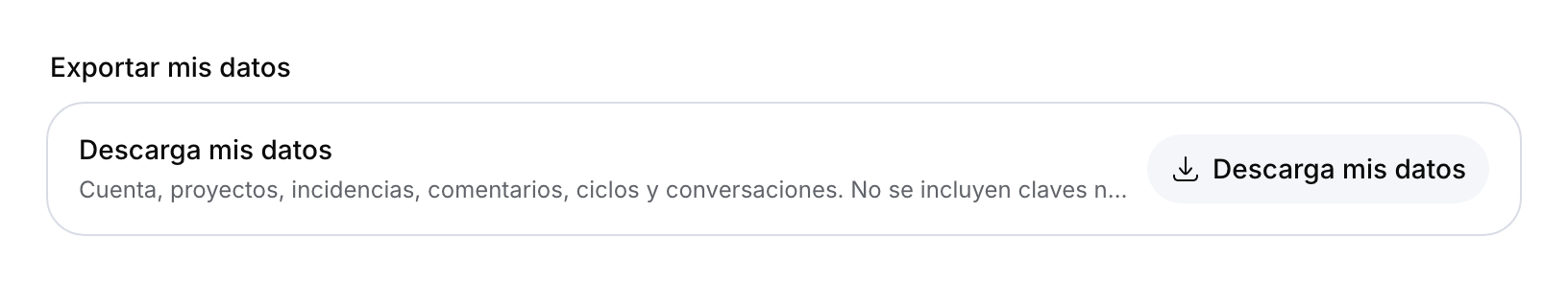 Control de exportación de la cuenta.