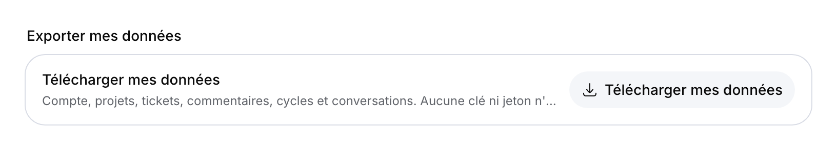 Commande d’export du compte.