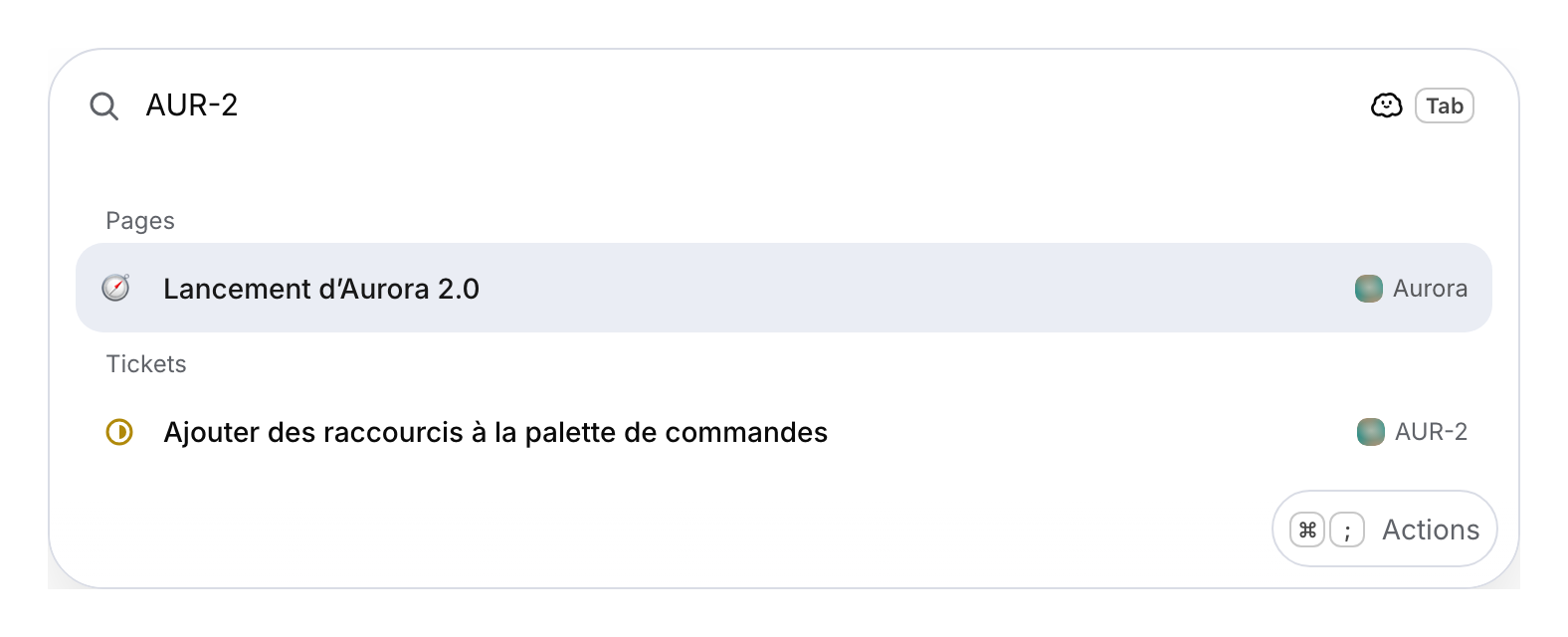Résultats de recherche pour l’identifiant d’un ticket de démonstration.