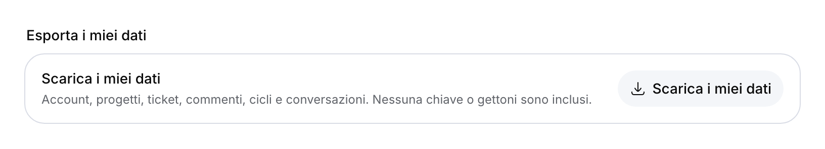 Controllo di esportazione dell’account.