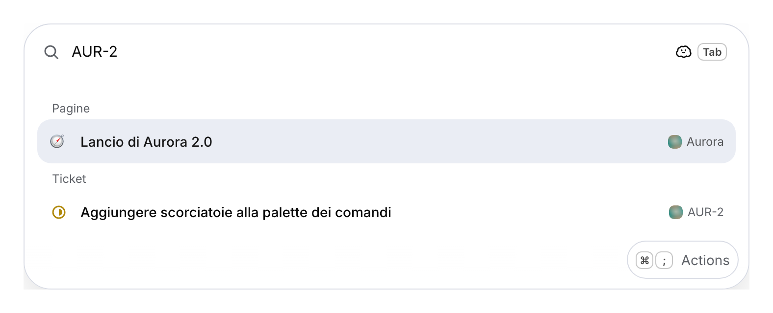 Risultati della ricerca dell’identificativo di un ticket dimostrativo.