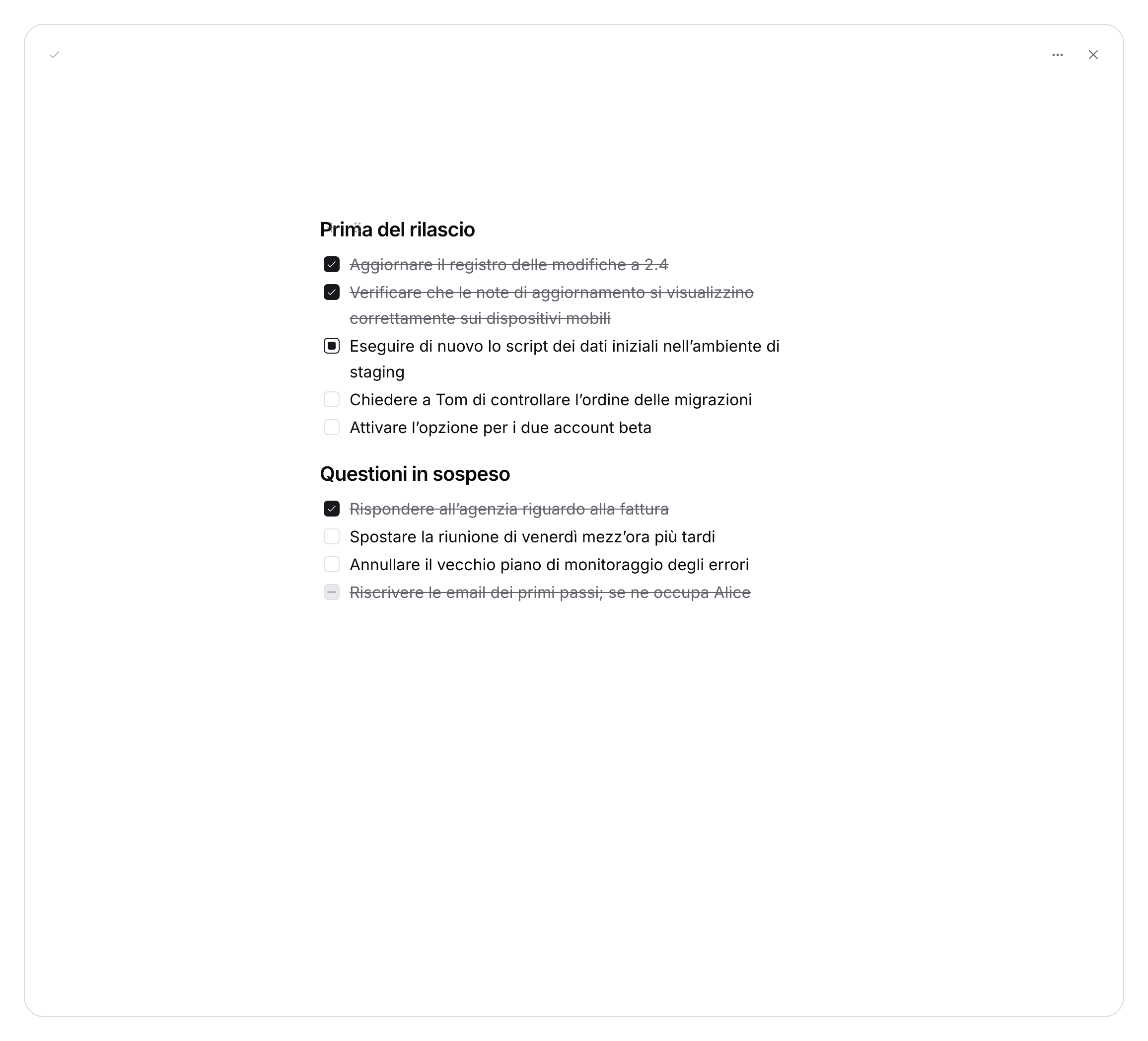 Attività personali dimostrative tradotte nel taccuino.