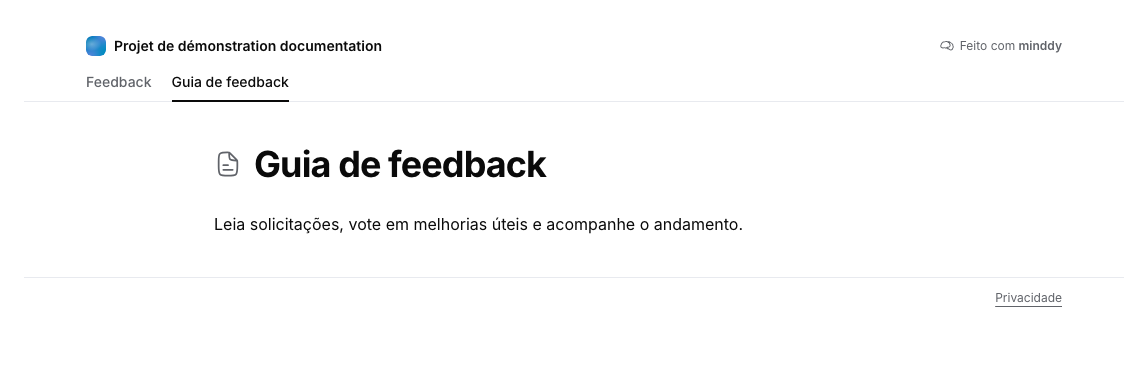 Guia de feedback publicado e selecionado na navegação do mural, legível sem entrar na conta.