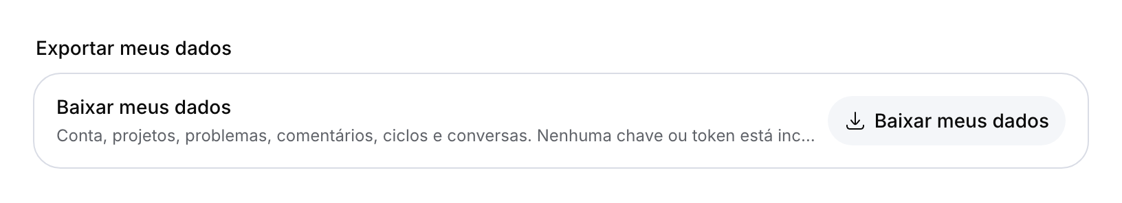 Controle de exportação da conta.