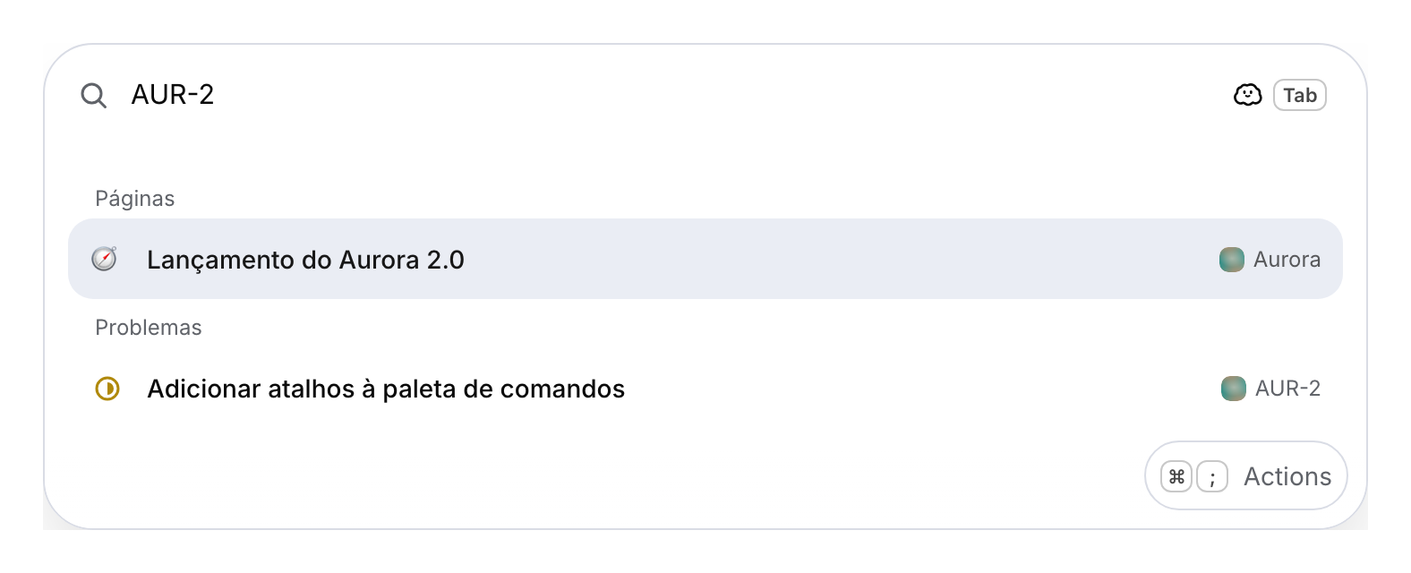 Resultados de busca do identificador de um ticket de demonstração.
